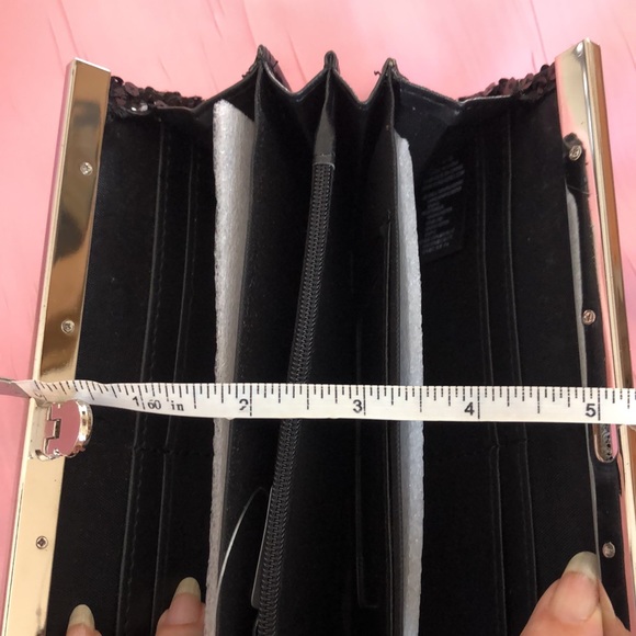 🆕Sequin clutch bag/wallet! Black/silver! 5 compartments & 1 zip coin! Dustcover - Picture 12 of 15